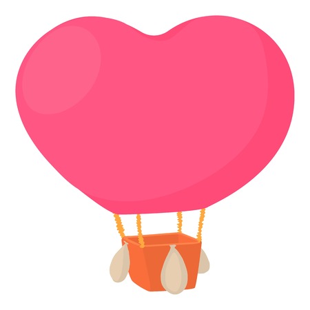 Pink air balloon in the shape of heart icon. Cartoon illustration of pink air balloon in the shape of heart vector icon for webのイラスト素材