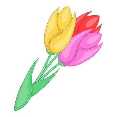 Tulips icon, cartoon styleのイラスト素材