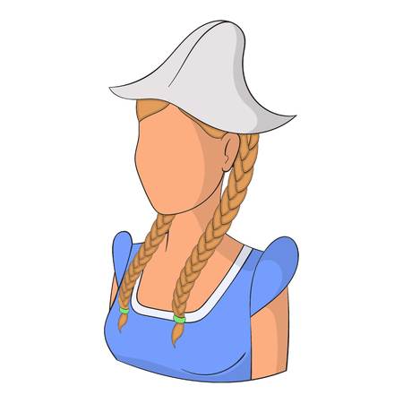 Holland woman icon, cartoon styleのイラスト素材