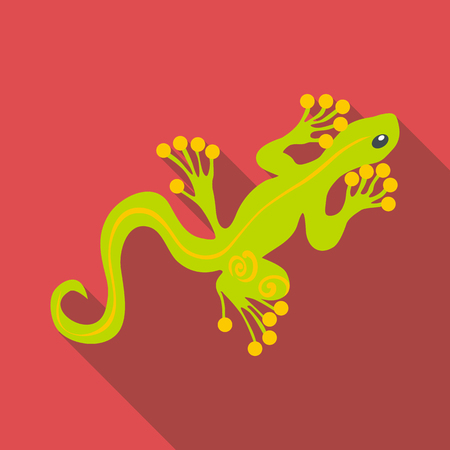 Green gecko icon. Flat illustration of green gecko vector icon for webのイラスト素材