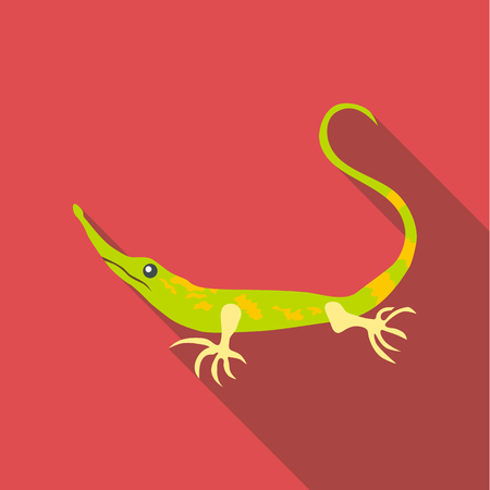Little green lizard icon. Flat illustration of little green lizard vector icon for webのイラスト素材
