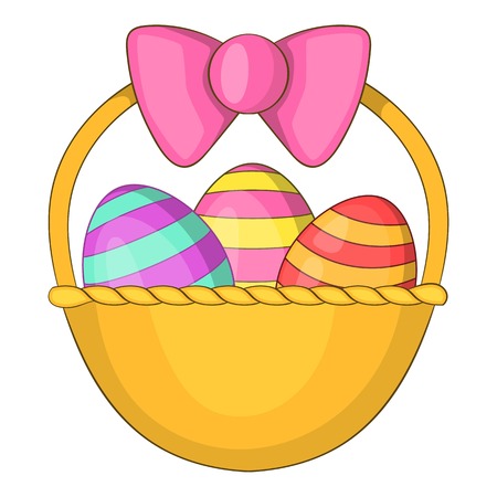 Easter basket icon. Cartoon illustration of easter basket vector icon for webのイラスト素材