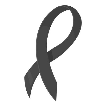 Black ribbon icon, cartoon styleのイラスト素材