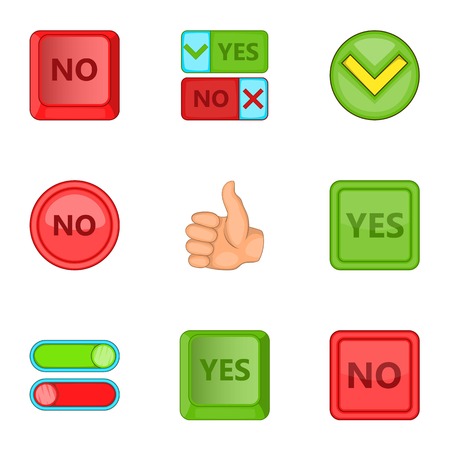 Yes and no sign icons set. Cartoon illustration of 9 yes and no sign vector icons for webのイラスト素材