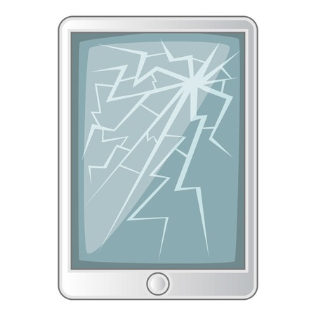 Tablet with broken screen icon. Cartoon illustration of tablet with broken screen vector icon for web designのイラスト素材