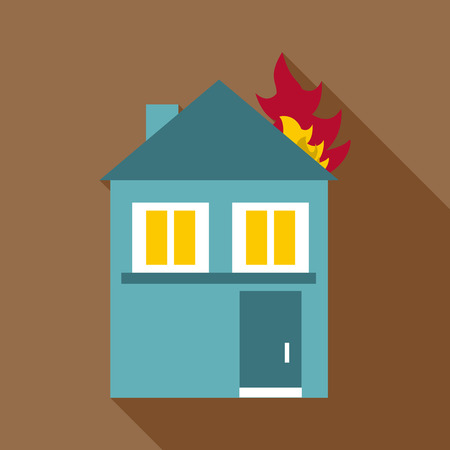Burning house icon, flat styleのイラスト素材