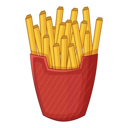 French fries icon, cartoon styleのイラスト素材