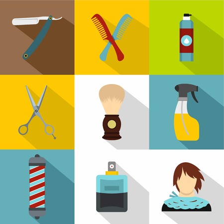 Salon icons set, flat styleのイラスト素材