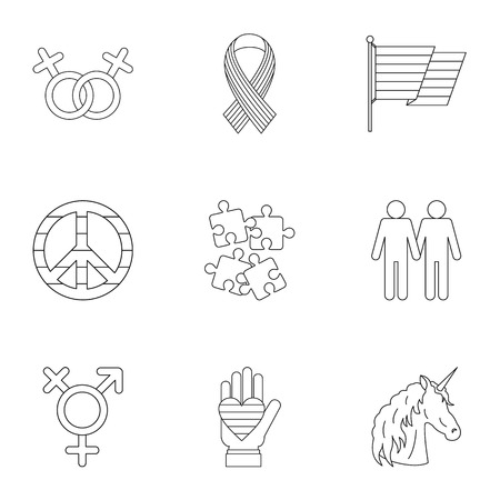 Culture Lgbt Icons Set Outline Styleのイラスト 素材 ストックフォト 写真素材のstock Foto ストックドットフォト