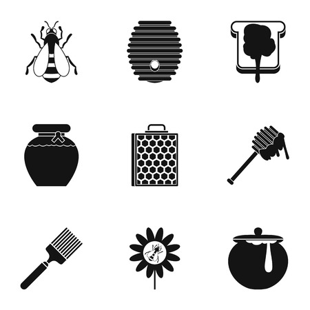 Honey icons set, simple styleのイラスト素材