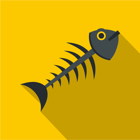 Fish bone icon, flat styleのイラスト素材