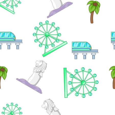 Holiday in Singapore pattern, cartoon styleのイラスト素材