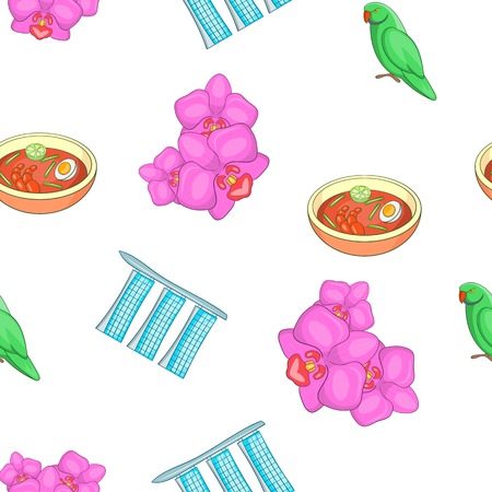 Attractions of Singapore pattern, cartoon styleのイラスト素材