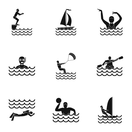 Water stay icons set, simple styleのイラスト素材