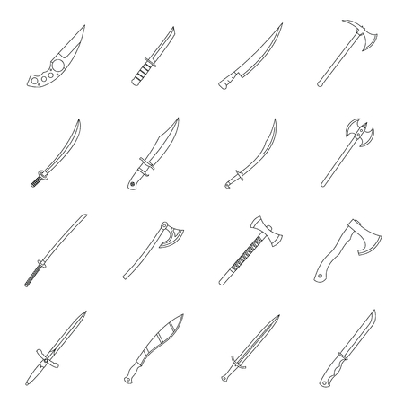 Steel arms symbols icons set, outline styleのイラスト素材