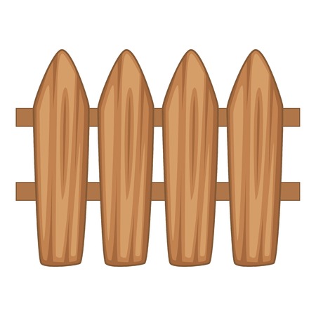 Brown wooden picket fence icon. Cartoon illustration of brown wooden picket fence vector icon for webのイラスト素材