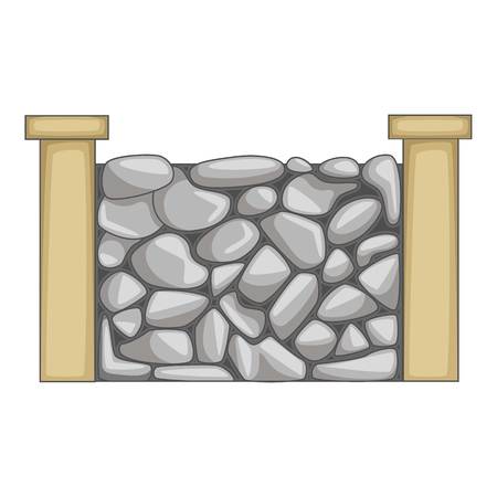 Stone fence icon. Cartoon illustration of stone fence vector icon for webのイラスト素材
