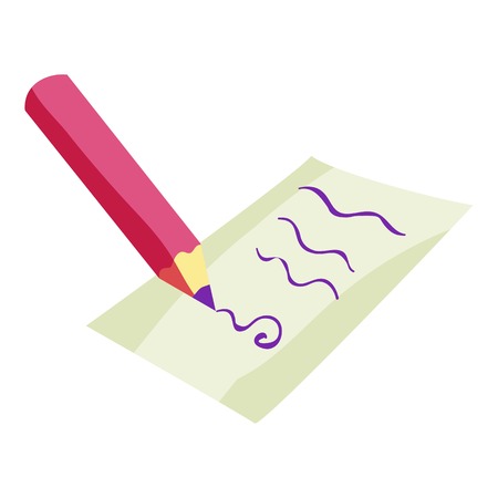 Paper and pencil icon. Cartoon illustration of paper and pencil vector icon for webのイラスト素材