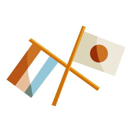 Japan and Netherlands crossed flags icon. Cartoon illustration of Japan and Netherlands crossed flags vector icon for webのイラスト素材