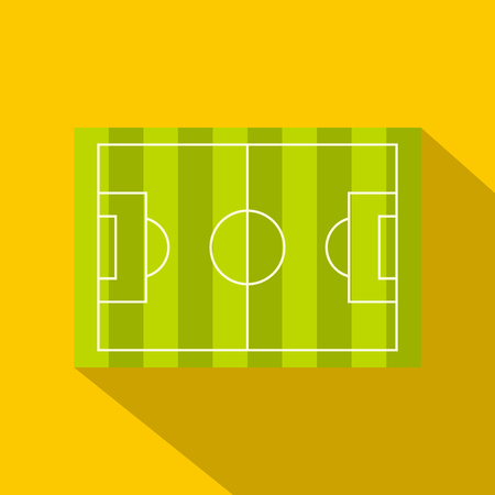 Football or soccer field icon. Flat illustration of football or soccer field vector icon for web on yellow backgroundのイラスト素材