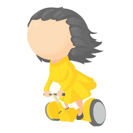 Girl on segway icon, cartoon styleのイラスト素材