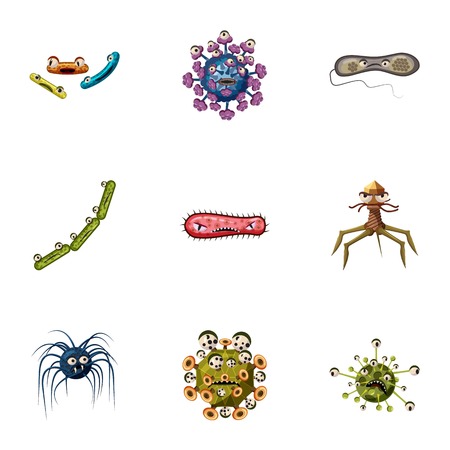 Disease icons set, cartoon styleのイラスト素材