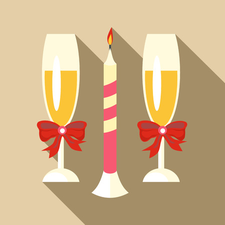 Two champagne glasses icon, flat styleのイラスト素材