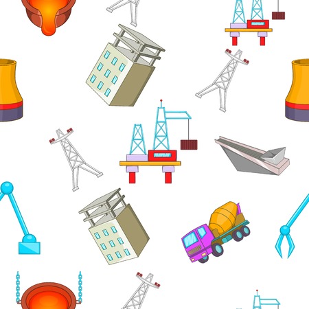 Construction plant pattern, cartoon styleのイラスト素材
