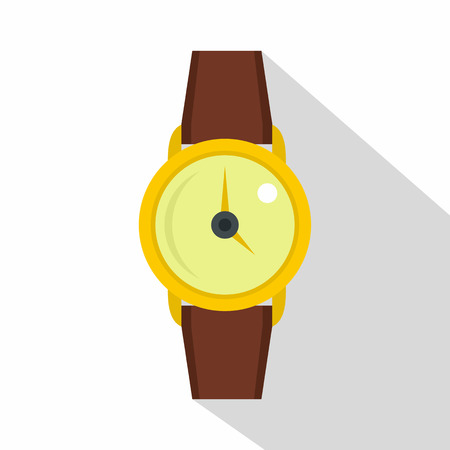 Gold wristwatch icon, flat styleのイラスト素材