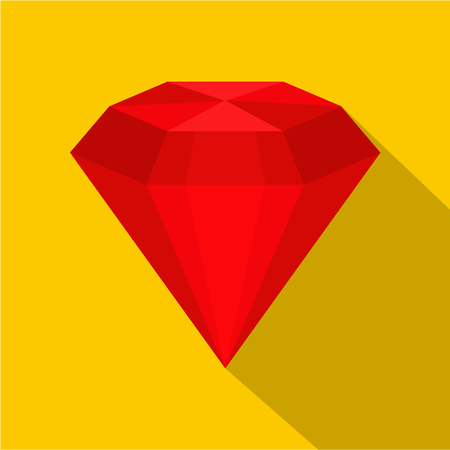 Ruby icon. Flat illustration of ruby vector icon for web on yellow backgroundのイラスト素材
