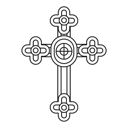 Christian cross jewelry icon, outline styleのイラスト素材