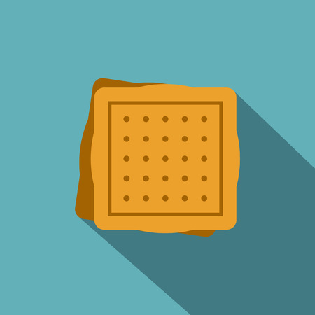 Square cookies icon, flat styleのイラスト素材