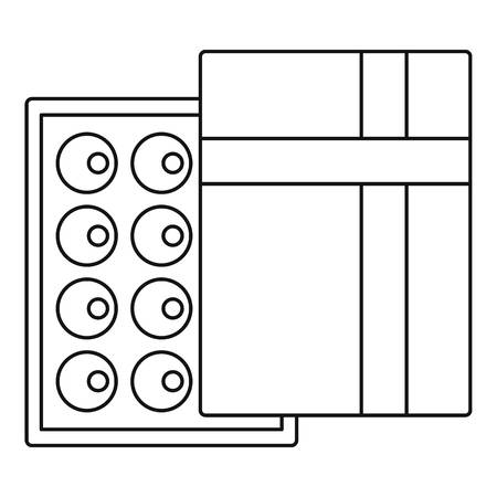 Chocolates in box icon, outline styleのイラスト素材