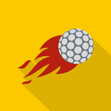 Flaming golf ball icon, flat styleのイラスト素材