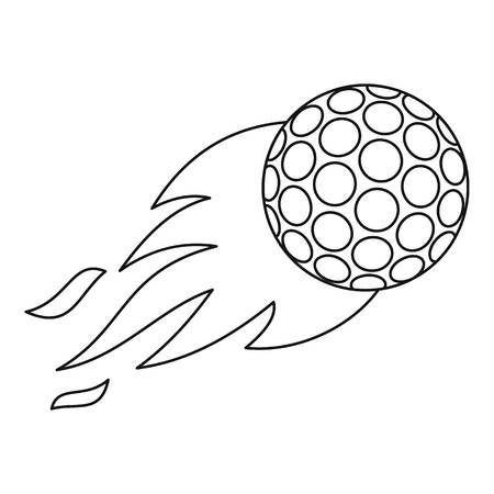 Golf ball with flame icon, outline styleのイラスト素材