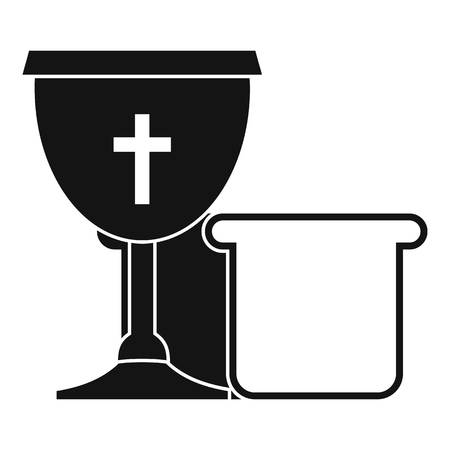 Bowl and bread icon , simple styleのイラスト素材