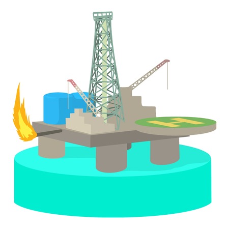 Oil platform icon, cartoon styleのイラスト素材