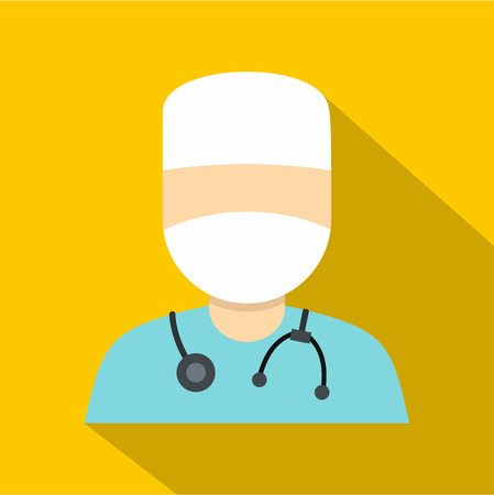 Doctor in a mask with stethoscope icon, flat styleのイラスト素材