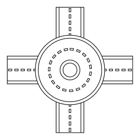 Road junction icon, outline styleのイラスト素材