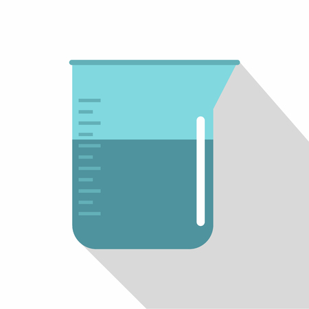 Blue measuring cup with water icon, flat styleのイラスト素材