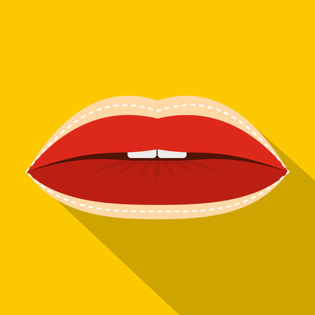 Red lips with lines drawn around it iconのイラスト素材