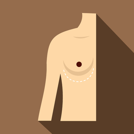Woman breast marked with lines icon, flat styleのイラスト素材