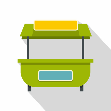 Green street kiosk icon, flat styleのイラスト素材