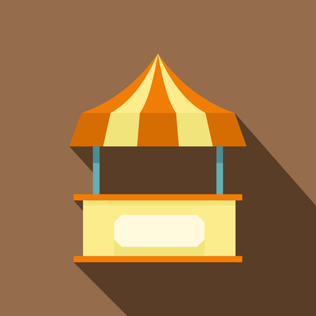Shopping counter orange with tent icon, flat styleのイラスト素材