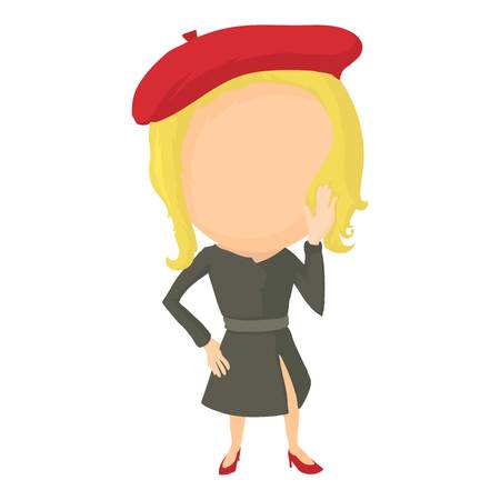 French girl icon, cartoon styleのイラスト素材