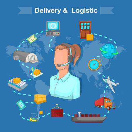 Delivery and logistic concept, cartoon styleのイラスト素材