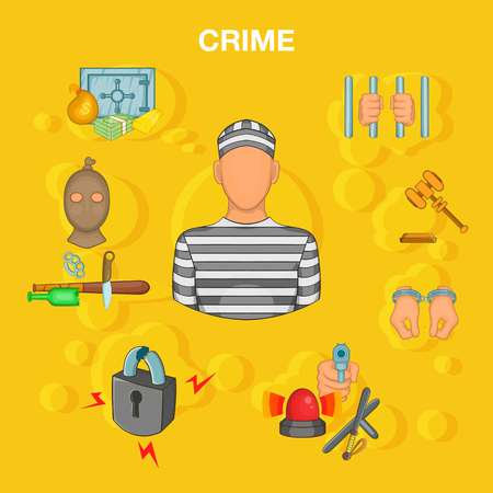 Crime accident concept, cartoon styleのイラスト素材