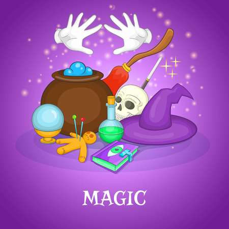 Magician rituals concept, cartoon styleのイラスト素材
