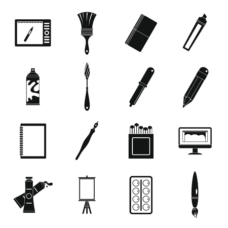 Design and drawing tools icons set, simple styleのイラスト素材