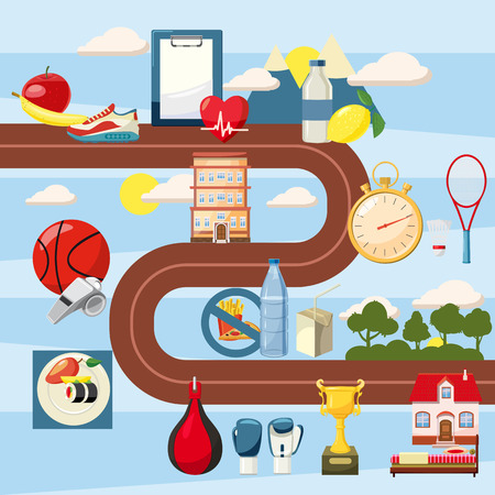 Sport steps way concept, cartoon styleのイラスト素材